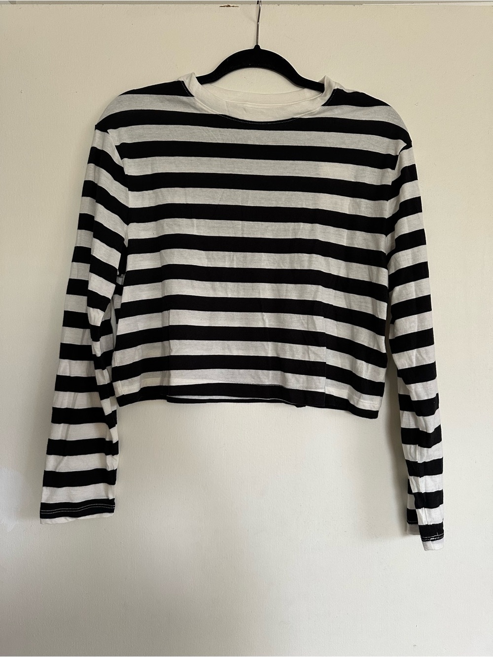 a new day Black and White Striped Long Sleeve Tee